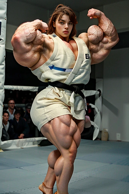 Ryu beim Karate Training, Bodybuilding body,zerfetzter Karate Gi, strongest in the world, Barefoot, Full body image, 