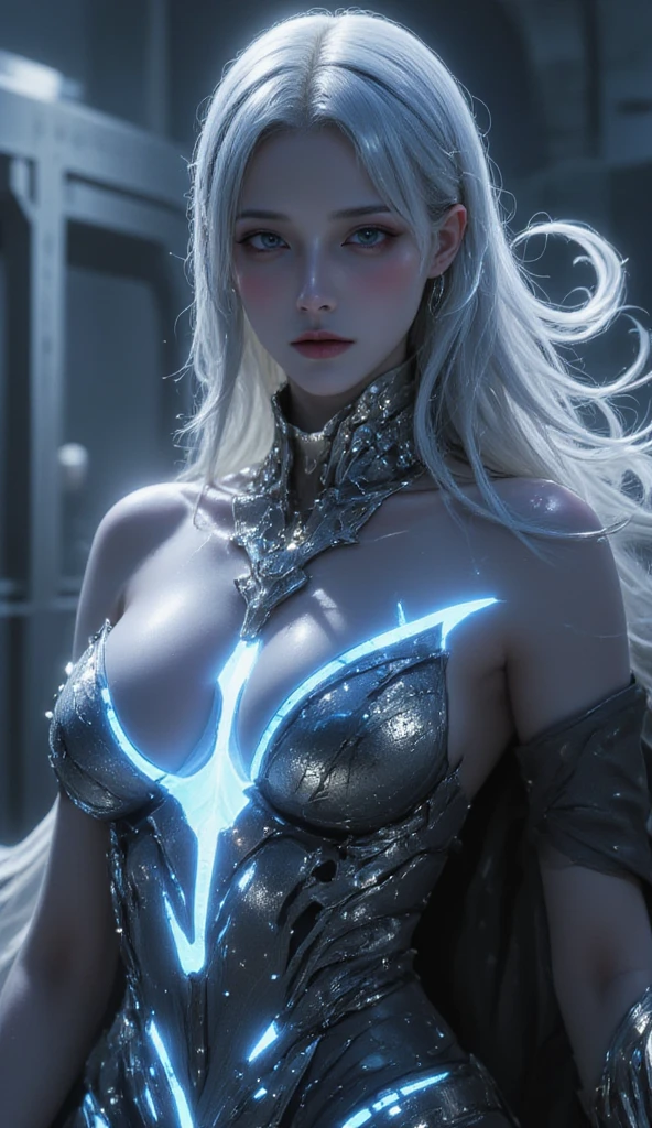(( 8k, ultra detailed body, ultra detailed face, HDR, raw,sort skin))Tarot card style, 1 girl, the magician, magician drobe, medium chest, perfect body, perfect face, beautiful eyes, silver ash hair(( realistic: 2.1 )), stunning environment, night, moon, stars, fire flies