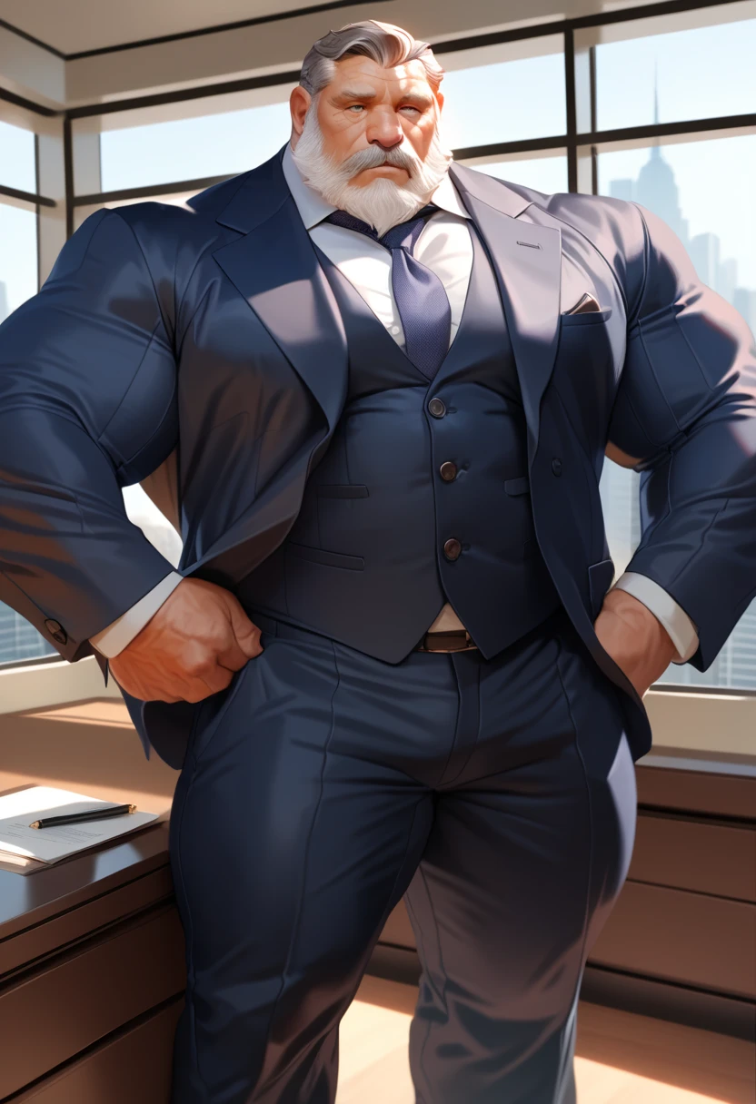 (through empty ghost, From thebigslick, through dark gems, Will chase), Keyuan Tower (Onmyoji Daisenji Temple), High quality photos, Perfect anatomical structure, Anthropomorphic white tiger, Men, 26 years old, thick eyebrows, (short hair:1.5), Light blue stripes, tall, strong, White shirt, Black suit suit, Open neckline, Small bump, holding a briefcase, Stand at the door of the company, Shy expression, blush, Golden pupils, Look at the audience, Clear facial features, strong, Solitary, solo, Front view, Full body image, High-rise buildings,Correct gestures