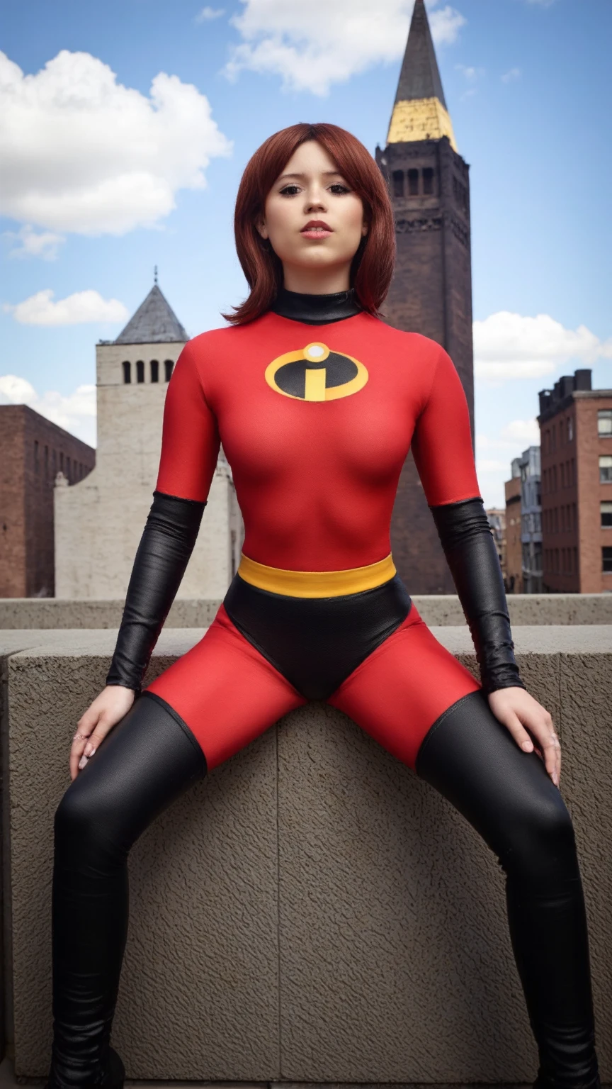 Jenna Ortega as Elastigirl, Jenna Ortega as Violet Parr, Jenna Ortega as Hellen Parr, Elastigirl uniforme, Elastigirl suite, Showing breasts