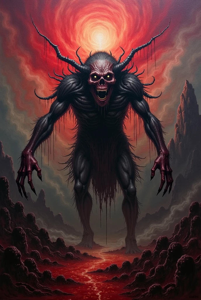 Mythical creatures, author：Zdzislaw Beksiński,Satan, Azathoth, Red/Black
