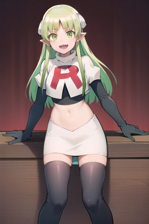 valac clara, green hair, long hair, green eyes, horns, pointy ears, , serafuku, pink skirt, green footwear, slippers, nude, frown, , muslos gordos, amordazado, esclavitud shibari, manos y brazos atados, Fist-shaped hand, bdsm, Arms tied behind the back, arms behind the back, Arms tied behind the back, muslos atados, patas atadas, amordazado, brazos atados, arms behind the back, de frente, mordaza de bola, bdsm,esclavitud, amordazado, sitting position, kneeling position, in the room, mordaza de bola color roja, gag de correas, viendo hacia el espectador, looking towards the camera, shrimp position, babear, babeando, saliva en la gag, basement, sonrojada, en celo, patas atadas, pies atados, labios pintados de color rojo, tirar, mano acariciando la cabeza, piernas abiertas, piernas atadas, globos de texto, ((3 speech bubble + Habla flecha (symbol)+ burbuja + signos de exclamacion dentro de una burbuja de texto )), recuadros de texto, exitada, en celo, sonrojada