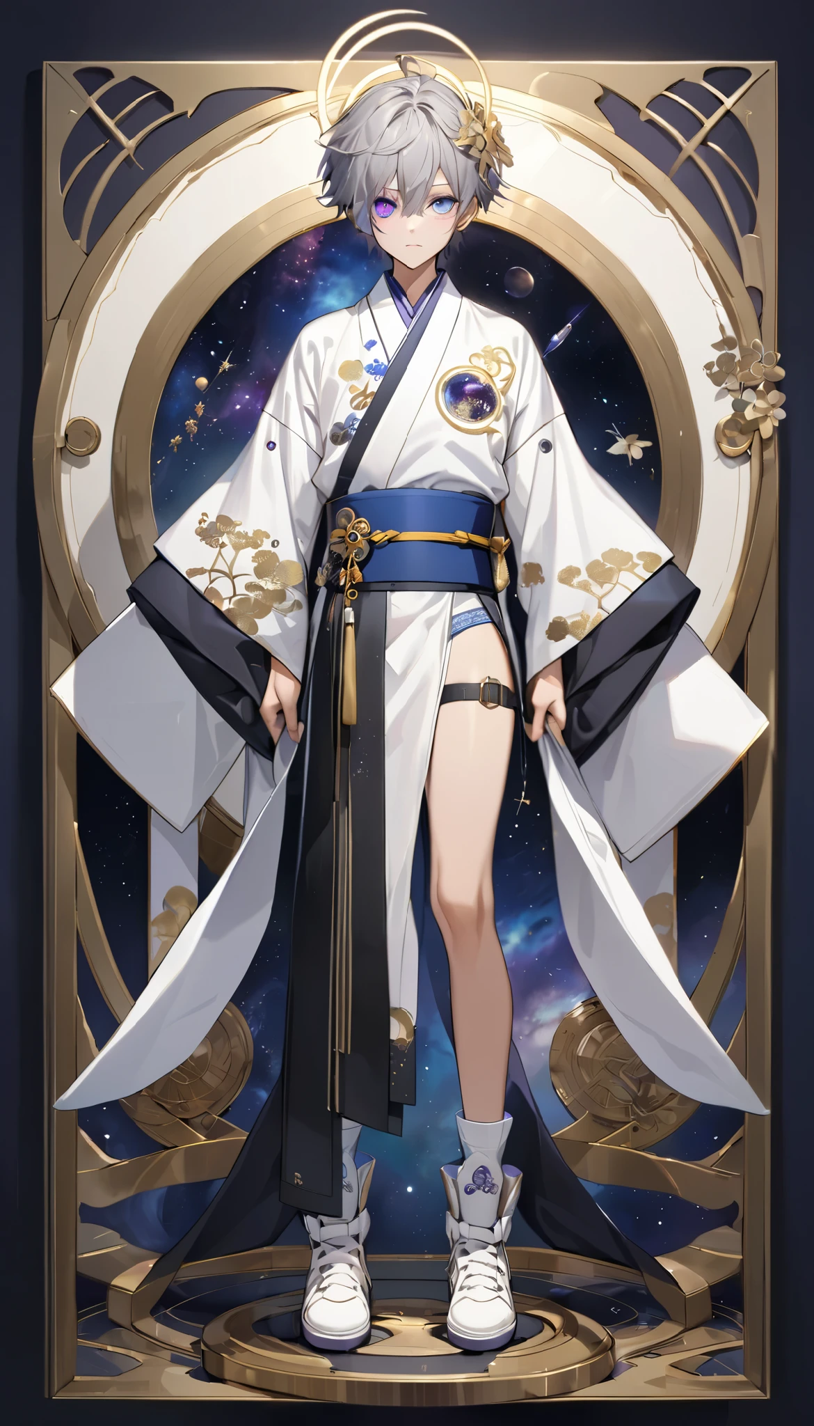 The eye color is purple,