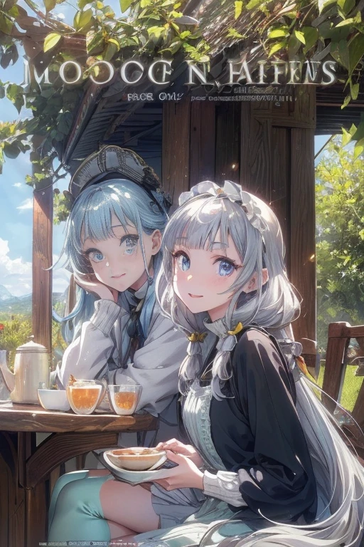 ((Best quality, A high resolution, Masterpiece:1.2)) ,(Clear facial features), (happy smile), two girl play with cats, cat, cats, smile, laugh, happy atmosphere, landscape