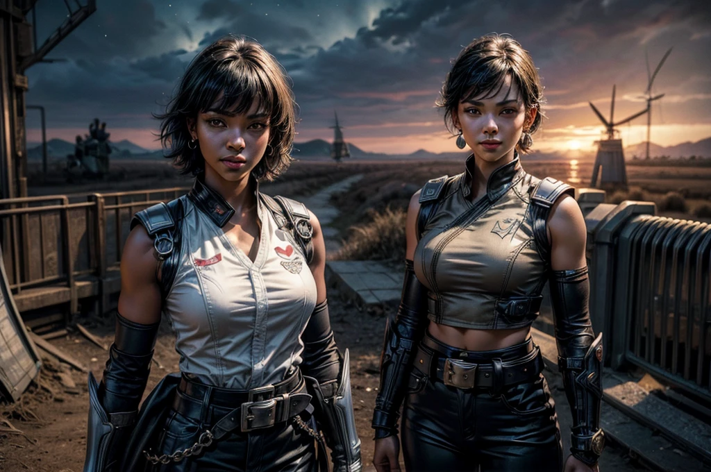 (best quality,4k,8k,highres,masterpiece:1.2),ultra-detailed,(realistic,photorealistic,photo-realistic:1.37),portraits,landscape,HDR,UHD,studio lighting,ultra-fine painting,sharp focus,physically-based rendering,extreme detail description,professional,vivid colors,bokeh,wild west,sci-fi,action-packed,mysterious,dystopian future,jazz-inspired,stylish,cowboy,Cowboy Bebop,sunset silhouette,space ship,desert setting,funky hairstyle and clothes,elegant poses,bounty hunters,crime and adventure,suspenseful,stylized cityscape,visual storytelling,neon lights,smoky atmosphere,aesthetic color grading,interstellar travel,gunfights,cool and fashionable,retro-futuristic technology,explosions,saxophone music,complex characters,vibrant art style