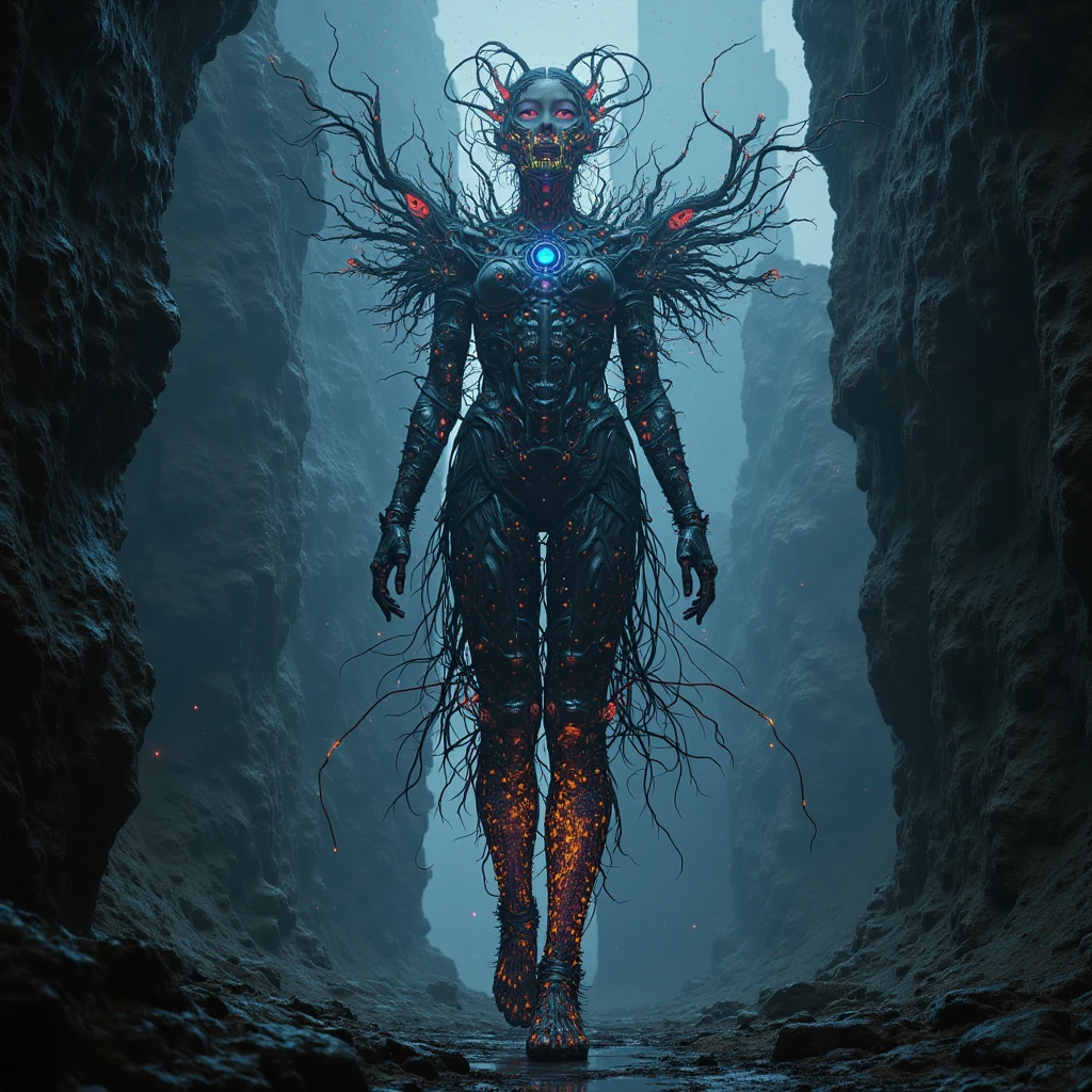 A being of unfathomable design stands in an infinite, shifting void ...