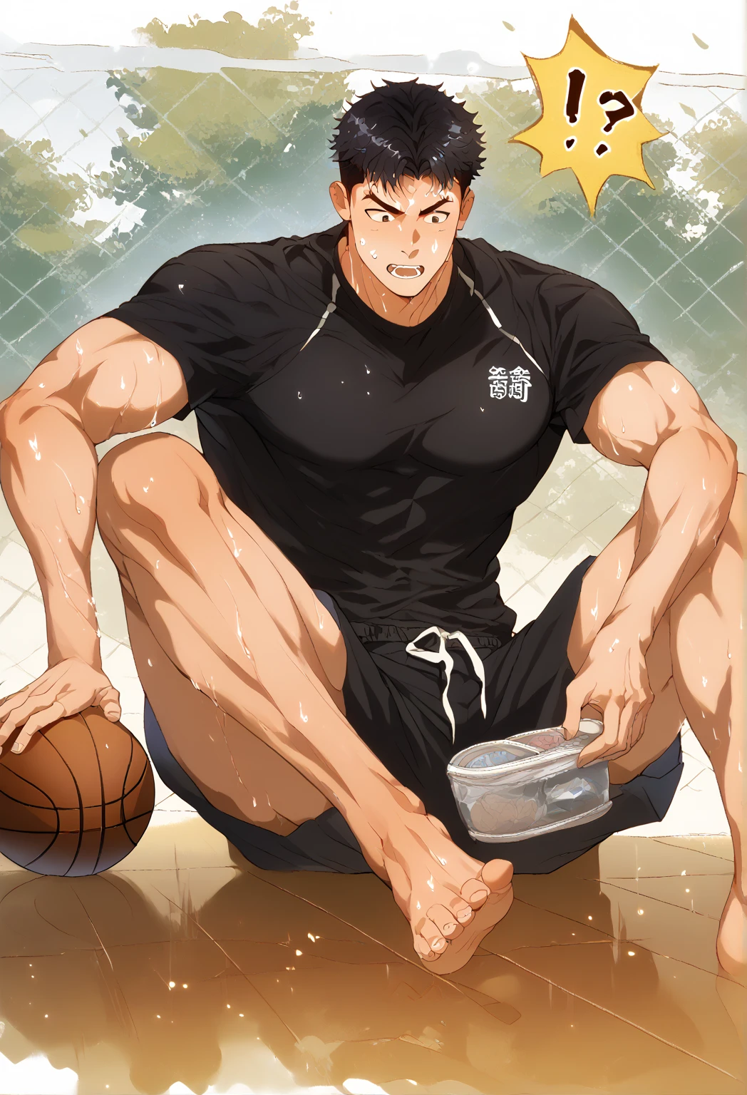 Feet,   1 boy   ,   abdominal muscles   ,仅have的,   bare shoulders   ,赤Feet,   basketball   ,Black hair,black shirt,black    shorts   ,black shirtกั๊ก,  polishing   ,Feet,Feet部焦点,   shortest leg   ,have,  male focus  ,   tight muscle   ,   tight muscle    female,   tight muscle    male, chest muscle ,shirt,Short hair,   shorts   ,sit,ถอดถุงFeetของคุณออก,ฝ่าFeet, ,   doll animal   ,  Doll Toys   ,sweat,shirtกั๊ก,Thigh,Feet趾，Bump