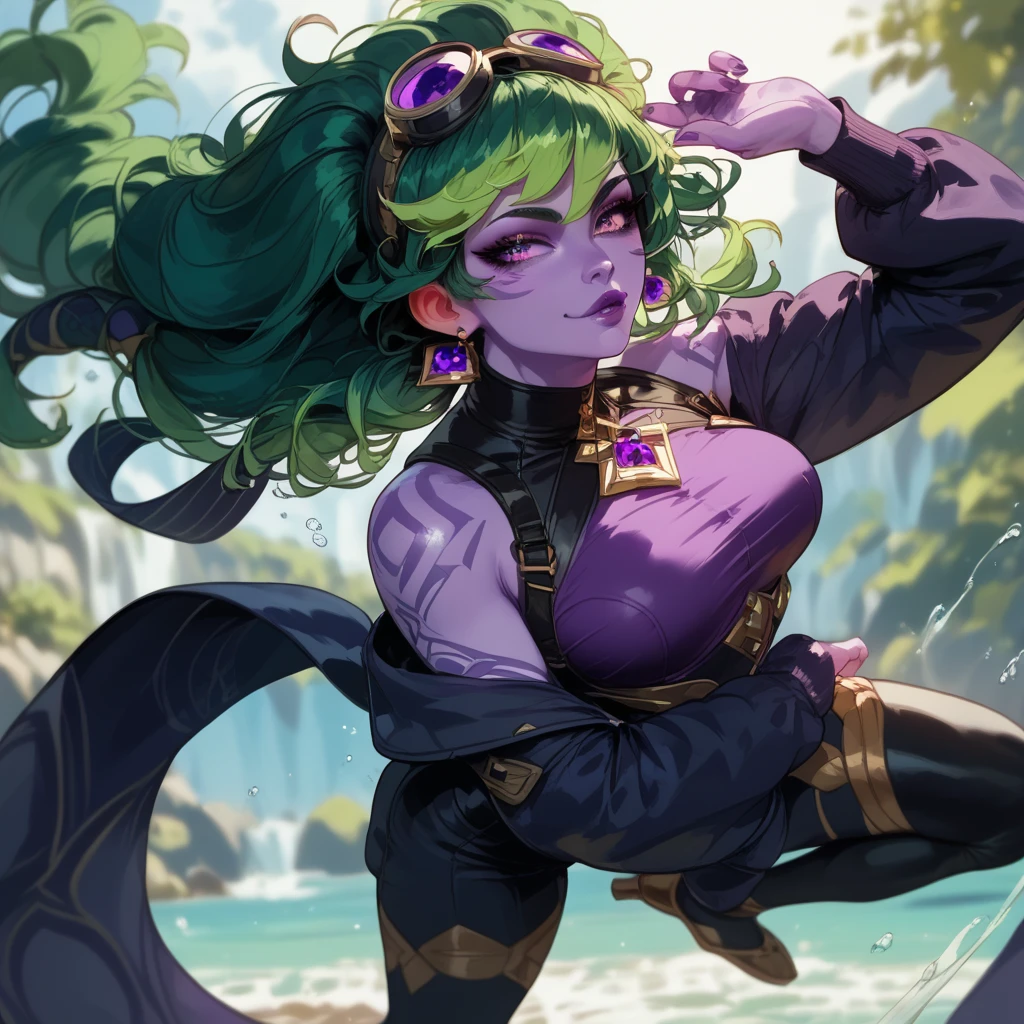 Close up portrait of woman in purple costume holding bubbles, very detailed Artgerm, artgerm lau, Style ArtGerm, trending artgerm, artgerm style, ig model | ArtGerm, Stephen Arjeam Four, range murata and artgerm, as seen on artgerm, style of artgerm