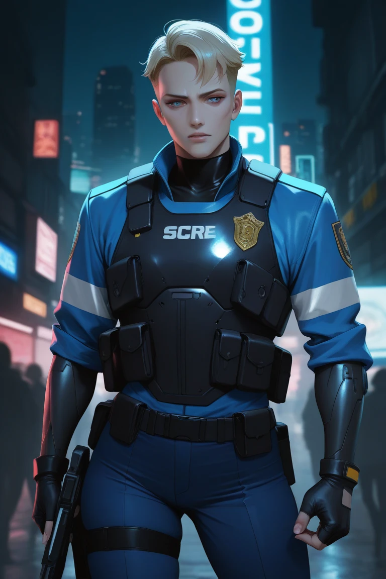 sci fi, hi tech, cyberpunk police woman