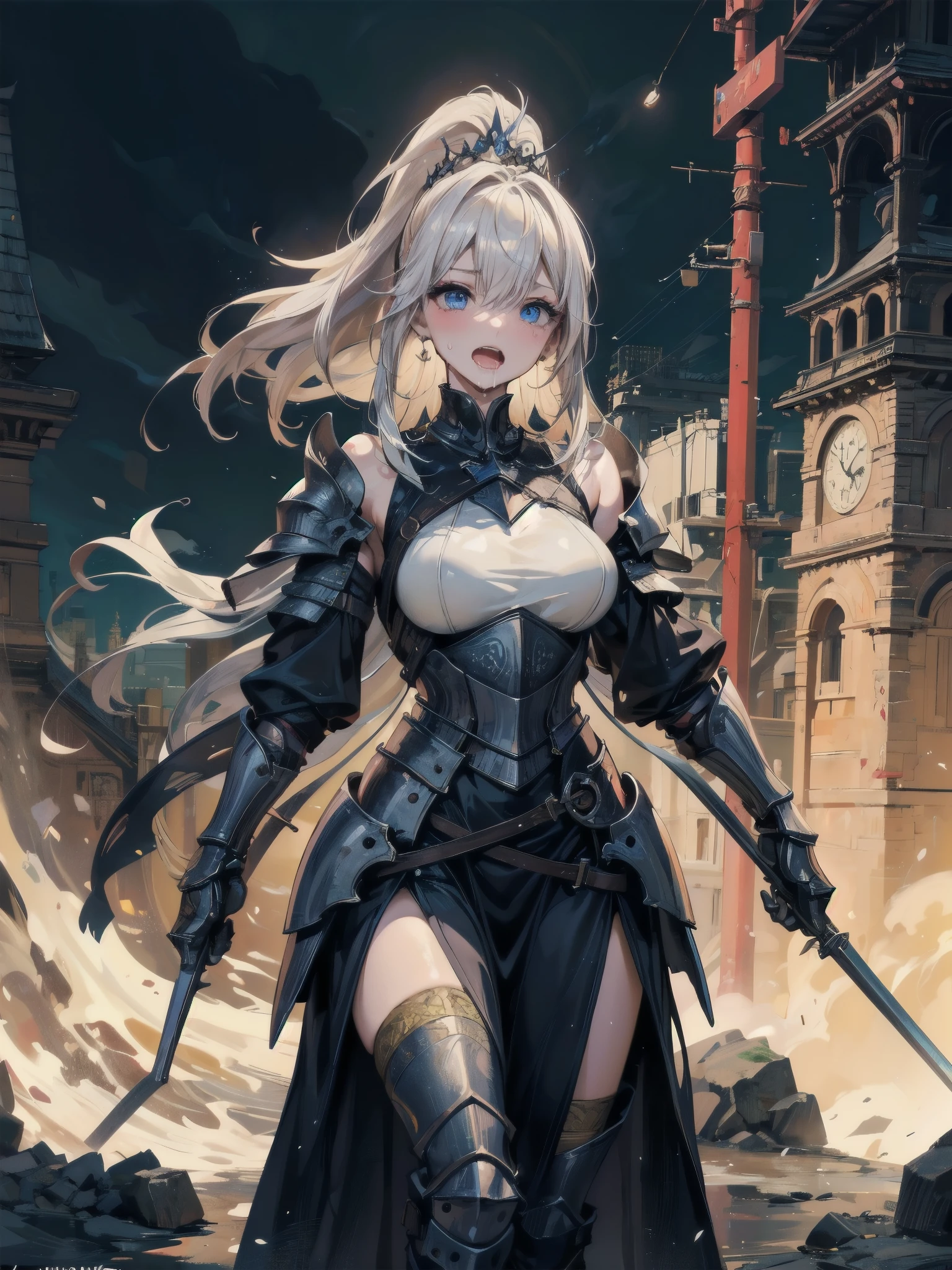 (obra prima) (perfection) (ultrarrealista |) (sem defeitos) Menina de anime, armadura de metal, technological, Steampunk