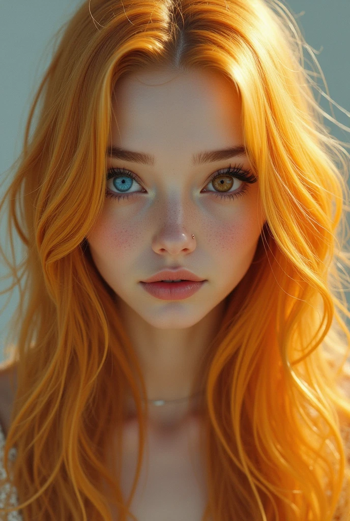 I want her to have long weavy hair. I want her to have yellow hair. Her right eye brown qnd her left eye icy blue.