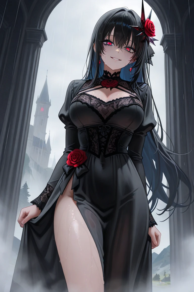 Masterpiece、hight resolution、Anime girl with black hair and tattoos in a dark alley, Gothic Maiden anime girl, Seductive Anime Girl, demon anime girl, badass anime 8 K, anime style 4 k, dark fantasy style art, beautiful alluring anime woman, charming anime girls, 1 7 - year - old anime goth girl, beautiful necromancer girl, Gothic Girl, dark fantasy style