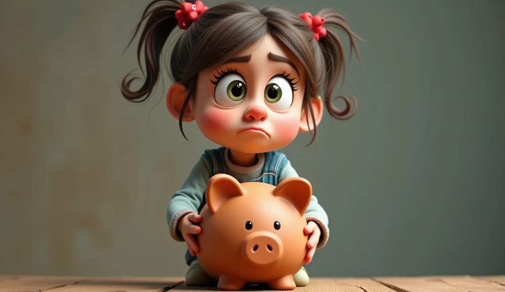 The girl slamming her clay piggy bank onto the counter, causing it to make a loud noise, with people turning to look."