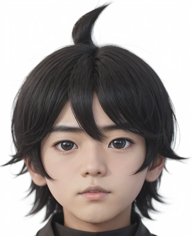 There is a young boy  (     with a normal and typical Japanese face   ) , ugly face( very high), with short hair and white t-shirt , adolescente hiper      realistic      , sujeto hiper      realistic      , Chico anime      realistic      ,      anime style realism      , estilo de arte anime      realistic      , estilo de arte de anime      realistic      , Estilo anime 3D      realistic      ,      Portrait of an anime boy      ,          work of art in the style of Guweiz     , Detallado      Portrait of an anime boy      ,         incredible facial portrait of a dark anime       . model,      of Asian origin      (average, bajo average), idol face,      I just saw the spectator      , retrato(      realistic      :1.4), (:1.0),      black eyes ,   small eyes   ( perfect girl, Dark),   small eyes (), eyes (,Serious),eyelash( perfect girl),shirt, thin eyebrows(perfect),  square face, dyed hair (negro ), hair perfect con , hair, Makoto himself      (      tsuki ga michibiku isekai douchuu      ), Dead fish eyes, Chubby cheeks , Fat girl