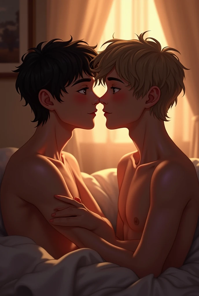 anime men boys kissing naked