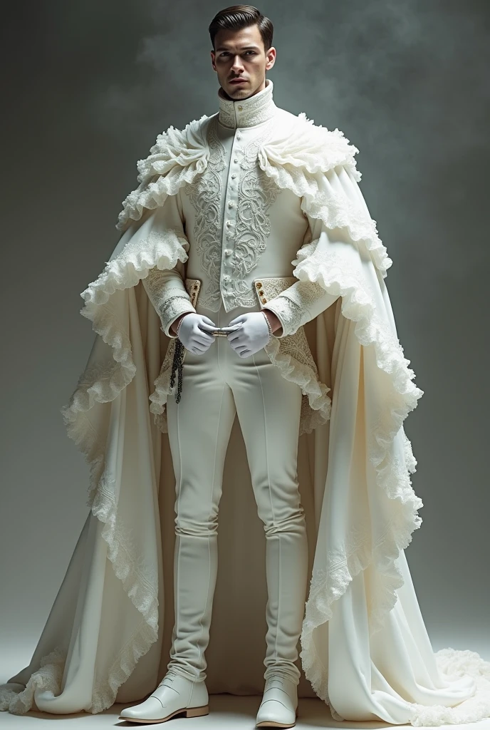 Handsome and exquisite man,The details of the eyes and face are very rich, exquisite eyes, super detailed, High resolution, The content is very detailed,best quality,EnLightenment,Unite,8k wallpaper,masterpiece,best quality,imagine，1 boy，Put on sexy blue briefs, Huge pectoral muscles，Metallic style powder blue priest cloak，priest hat，standing posture，long legs，Put on powder blue boots，look at the audience，Face the audience，flowing long hair，Surreal 8000g，Impeccable，masterpiece，professional artwork，famous artwork，Light，movie bloom，perfect face，pretty face，fantasy，Dreamy and magical，not real，intricate details，Delicate pattern...man&#39;s face
