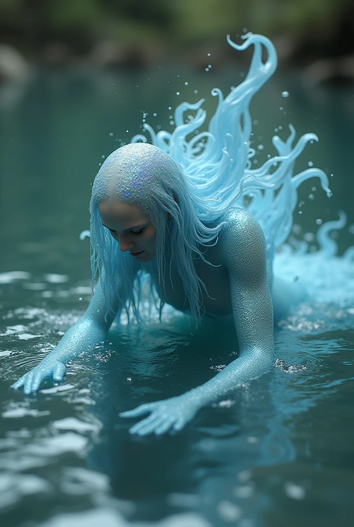 A water spirit is an unpleasant-looking water spirit that lives in whirlpools and watermills. high resolution, hyperrealism, raw ultraHDR, 32k. masterpiece, Best quality, (чрезвычайно подробные обои CG Unity 8k), (Best quality), (best illustration), (best shadow), absurdity, realistic lighting, (abyss), beautiful detailed glow, art by Peter MohrBacher,