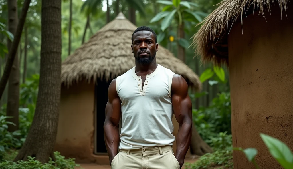Jamaican Man,perfect body,Sport and Skinny boy body, 18 years old,Handsome face,Smiling face, good mood.,Jamaican nationalityJamaican ethnicity,Jamaican skin color,ฺฺBlack hair color,realistic hair color,Buzz Cut Hair style,(Best quality, 8k, Masterpiece).,highest detail, superior quality, natural lighting, beautiful, sexy, correct anatomy, good composition,realistic shapes, realistic skin tones,Natural eyes,realistic eyes,looking up at viewer,Realistic convex crotch,Prominent crotch,huge crotch,tight crotch,vpl,realistic muscles,Realistic wrinkles on the skin,Realistic arms and legs,Realistic face,realistic hair,Make a sexy and seductive face, man focus,amazing composition, front view, HDR, volumetric lighting, ultra quality, elegant,He was wearing tight Yellow and Dark Green Calvin Klein underwear and curved legs.,Post a erotic photoshoot,Realistic pose,He is standing in the Caribbean-style backyard of a Jamaican home.,The background is the Caribbean-style backyard of a Jamaican home.,realistic background.,detailed hair,full body,Fujifilm XT3 photorealistic art by midjourney