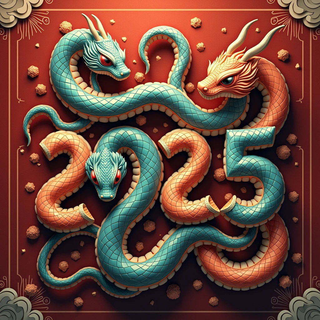 I want to design a 2024 Chinese Year of the Dragon poster for a post。 The poster has a New Year feel,Chinese dragon dragon,Composed of line design。 Several New Year elements。 The text on the poster is:Happy Chinese New Year 2024,Good luck in the Year of the Dragon