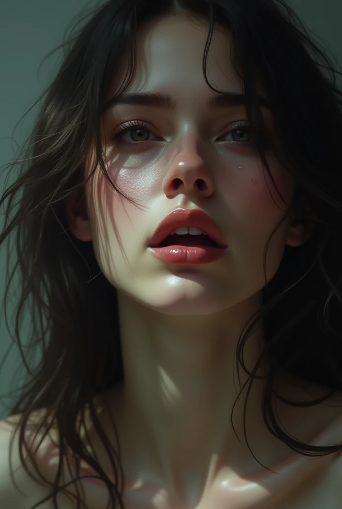(((ultra realistic))) Photo, masterpiece, top quality, portrait from the hips, (Pale skin), (Cara y ojos ultra detaileds :1.3), 1 girl, ((eye makeup, mask)), ((big detailed lips)), ((dark wavy hair)), ((stylish hairstyle)) , (Hyper large and heavy breasts), ((Posing)), Photoshoot, (contour) Turning on, (The game of lights and shadows), depth of field, bokeh, (Special attention to leather details.: 1.2), detailed skin texture, skin pores. (Warm frame environment. color combination - black, yellow, white shades), DR, ((fine grain film)), good heavens, ultra detailed, bzlizzie,thin eyebrows, splattered nose,