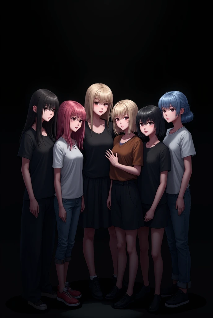 3 girls, 1 girl has pale skin, 1 girl has beige skin, 1 girl has brown skin