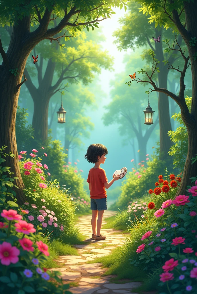 The Enchanted Garden: A young child discovers a hidden garden behind a mysterious door in their backyard. The garden is filled with magical creatures that need help solving a problem to save their home.