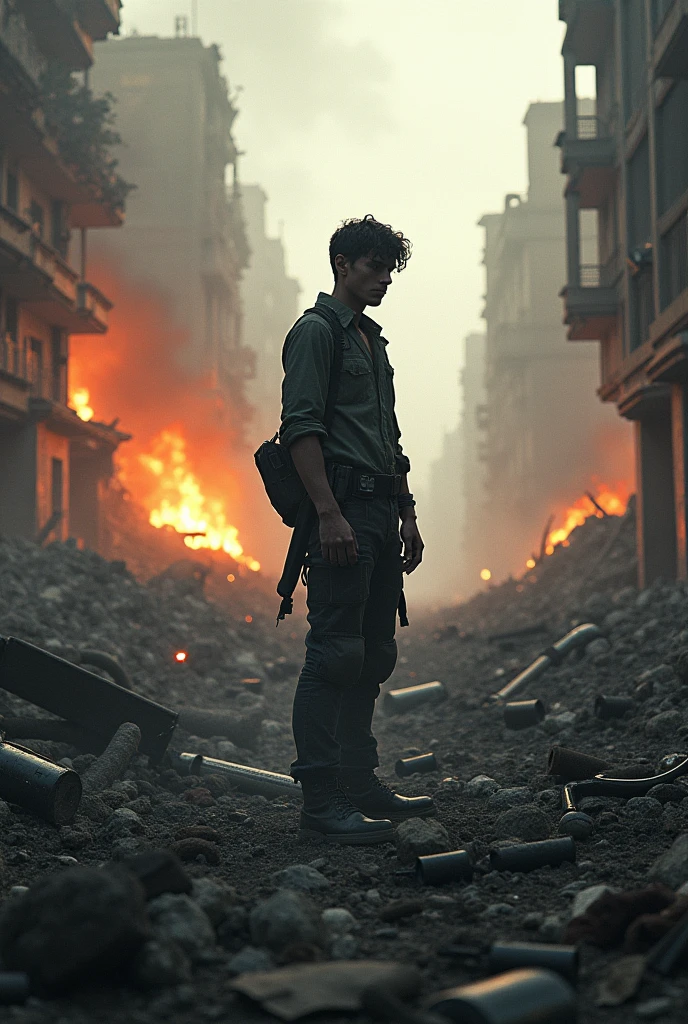 Max, looking devastated, firefighters putting out the last of the flames.