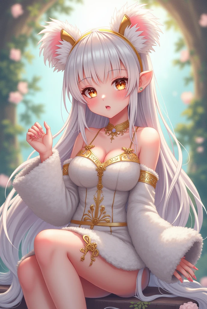 Full body photo of girl（detail：1.4），(14-year-old beautiful girl:1.6),（in a panoramic view：1.2，full bodyesbian：1.2） (:1.2) Filtering anatomy correct，Erotic, perfectly proportions, adorable, Beautiful silky silver-gray hair, side braids hair, cat furry tail, maximum definition and sharpness,red eyes,(beautiful and detailed eye:1.3),(very happy:1) perfect face, gorgeous hair jewelry, cat-shaped headdress masterpiece, (see-through clothes :1.2), (furry anthro:1.7)(((body, features of girl, Features of the furry lower body animal ),look from under, opening her Small-shaped legs, Small-shaped legs and feet,, leg raised, furry silk white pantyhose, furry feet body animal, Jewelry feet, hight resolution、high-level image quality、8K、Real live-action、Raw photography、top-quality、​masterpiece、masutepiece
