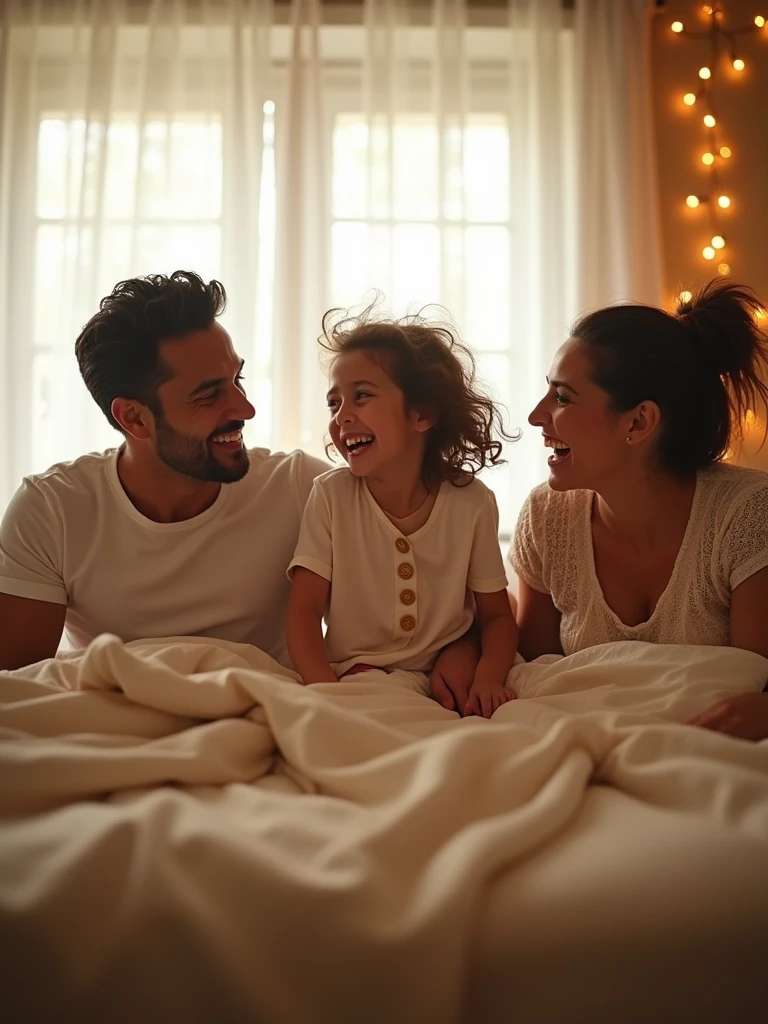 Brother lifting sister in bed animated