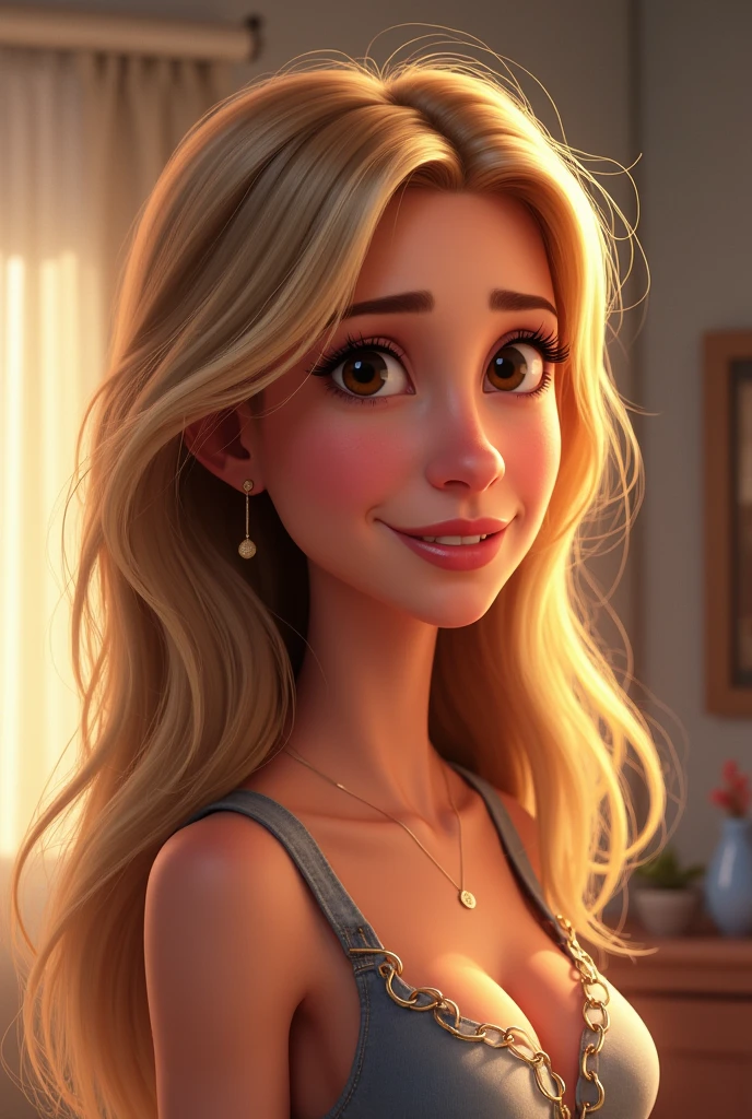 (disney pixar style:1.2) (Cute adorable girl:1.15) (20 year old adult:1.15) dark blonde hair color ,long hair straight hair ,huge breasts , neckleace, Promoter, in a casino , (perfect hands:1.1) (distant extreme shot, whole body, diminished:1.1) Nu de topless gorda ,com os olhos castanhos, preppy style,strong