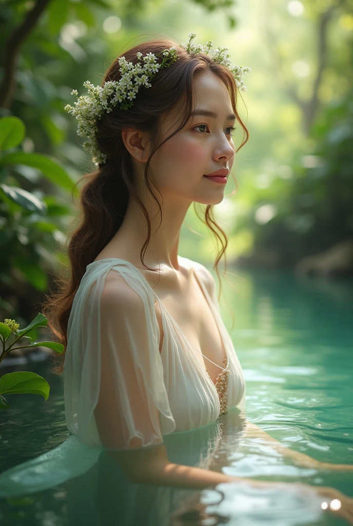 A woman in a better place , showing not only her face but her entire body. Pretty and apparently 20 years old , Ultra Realistic.