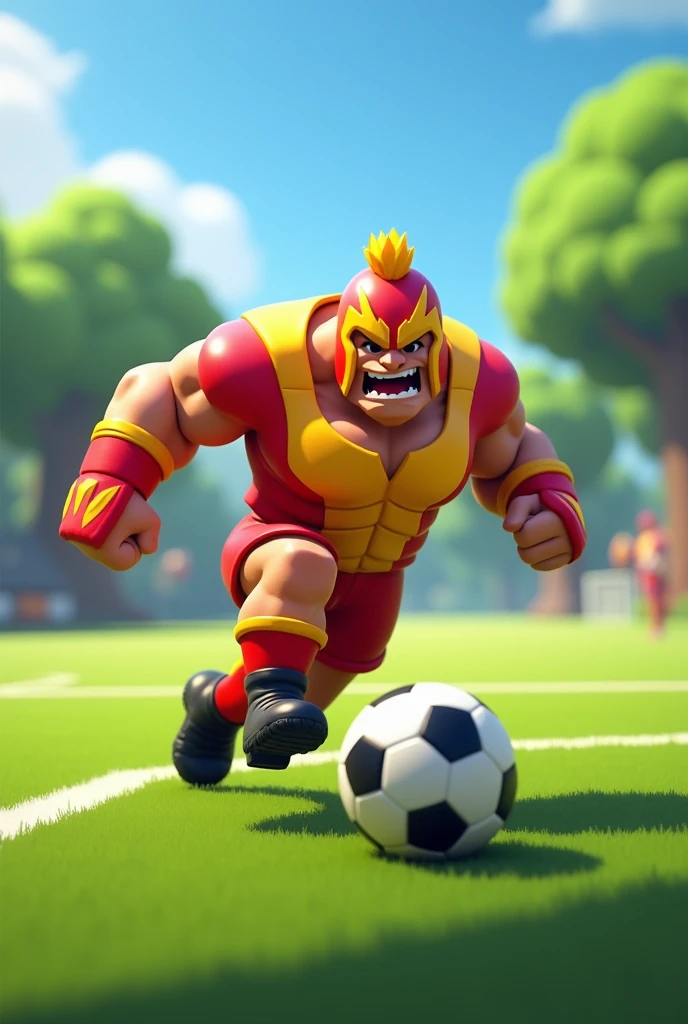 El Primo Brawl Stars playing ball on a fute ball field