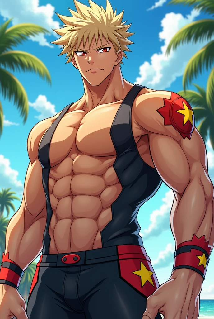 Bakugo from Boku No Hero Academia,Toned body abdominal muscles gradually increase