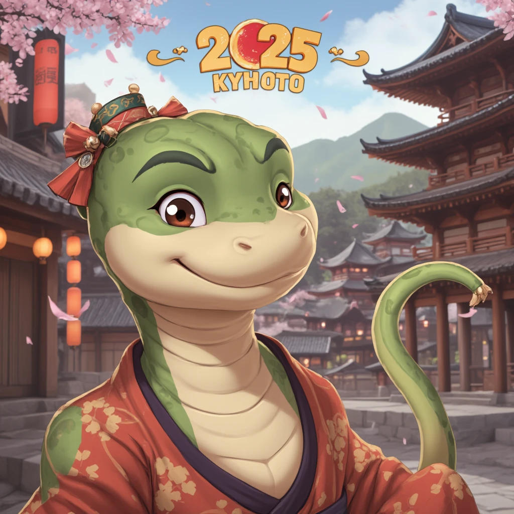 happy new year  2025 kyoto cute snake smile 