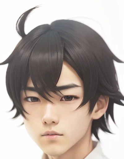 There is a young MAN (     with a normal and typical Japanese face   ) , ugly face, with short hair and white t-shirt , adolescente hiper      realistic      , sujeto hiper      realistic      , Chico anime      realistic      ,      anime style realism      , estilo de arte anime      realistic      , estilo de arte de anime      realistic      , Estilo anime 3D      realistic      ,      Portrait of an anime boy      ,          work of art in the style of Guweiz     , Detallado      Portrait of an anime boy      ,         incredible facial portrait from a dark anime      . model,      of Asian origin      (average, bajo average), idol face,      I just saw the spectator      , retrato(      realistic      :1.4), (:1.0),      black eyes ,   small eyes   ( perfect girl, Dark),   small eyes (perfect), eyes (perfect,Serious),eyelash( perfect girl),shirt, thin eyebrows(perfect),  square face, dyed hair (negro ), hair perfect con , hair, Makoto himself      (      tsuki ga michibiku isekai douchuu      ),