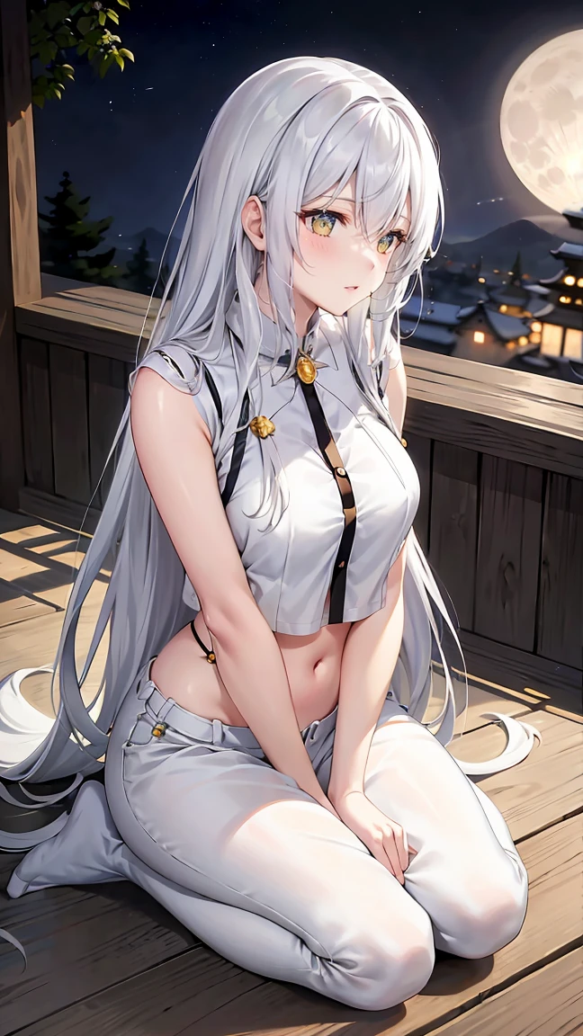 high resolution, ultra-sharp, 8k, Masterpiece, kokomi genshin impact, looking at the viewer, Photography from behind, thick ass, wearing white underwear, seductive smile, beautiful face, embarrassed, ashamed