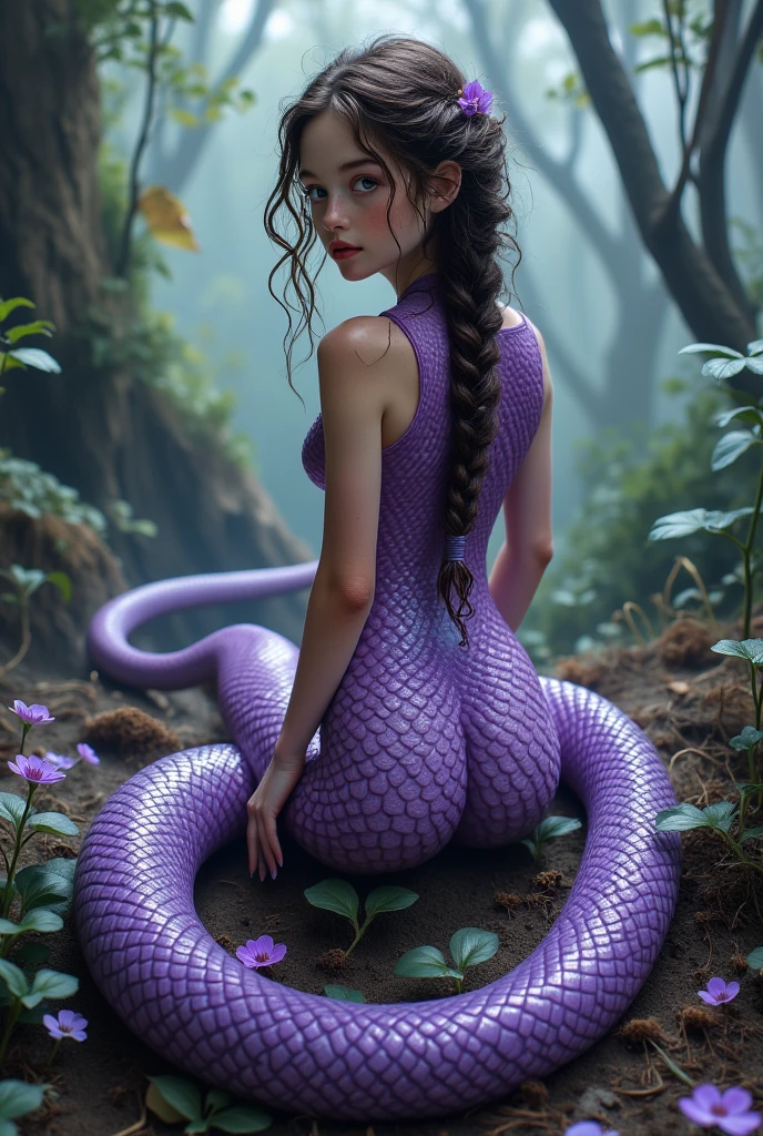  ***** girl her skin consists of purple snake skin,no legs snake tail 
