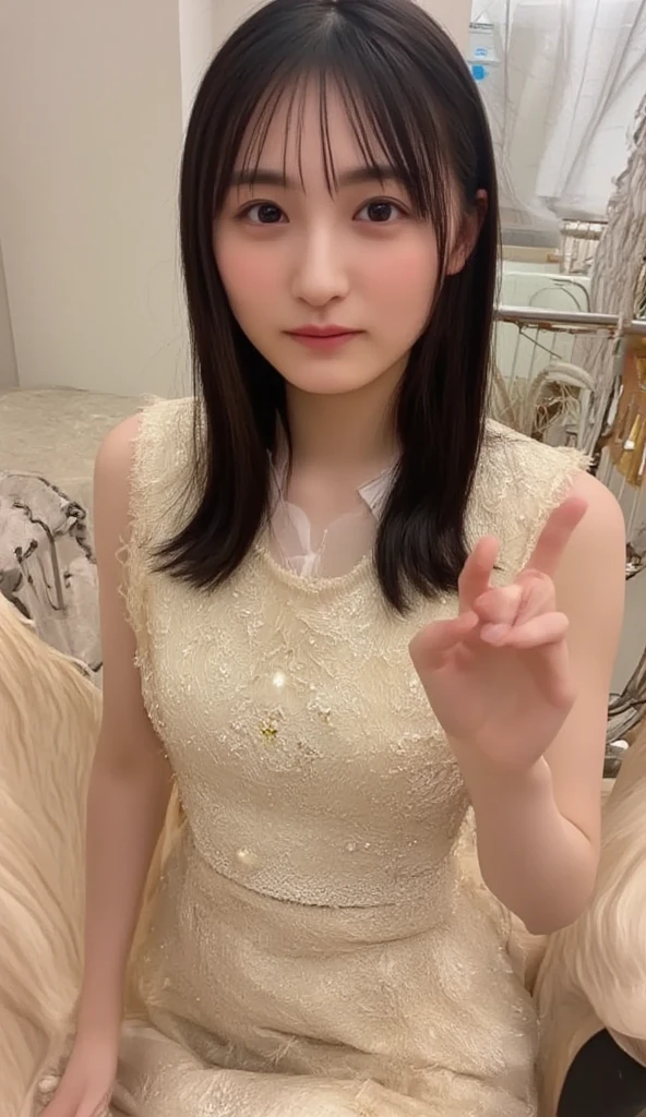 One person, Long Hair, High resolution, masterpiece, Accurate, Anatomically correct, 最High quality, detailed, High detailed, High resolutionモデル, High quality, quality, One person, blush, gauze, Long Hair, Large Breasts, Shut your mouth., Shut your mouth., Wide-angle shot, Headpiece, accessories, far and near method, Swimwear、Pornographic images