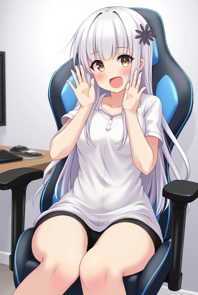 masterpiece, best quality, 1girl, solo, vaginal, vaginal penetration, fucked by big dildo, black dildo, spiky dildo, dildo on piston, high speed dildo fuck, full body, detailed face, shiro, cute anime foxgirl, small breasts, face markings, hair ornament, white hair, foxtail, animal_ear_fluff, sleepwear, small breasts, makeup, long eyelashes, mascara, looking at viewer, lips, in shock, relaxed, curvy, blush, beautiful girl, kind girl, eexpr, pussy, (((caught in fuck machine, trapped, arms trapped in iron, legs trapped in iron, crying))), spread legs, naked, opened mouth, ahegao, tongue out, saliva, 