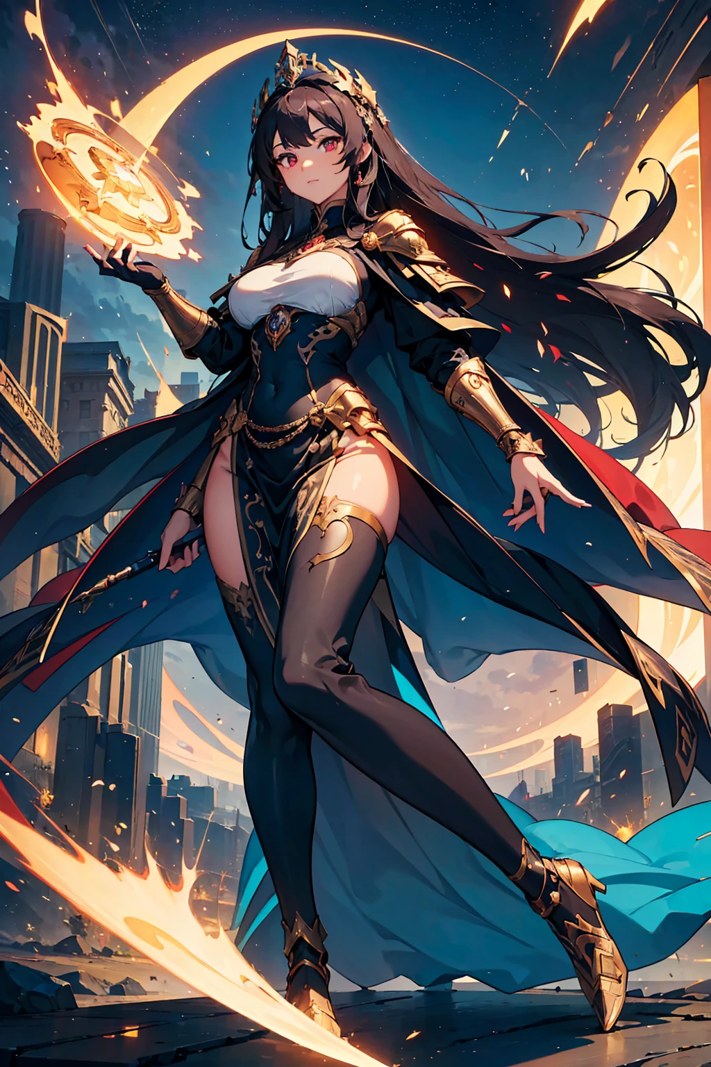 offcial art,统一 8k 壁纸,ultra - detailed,Beauty and aesthetics,tmasterpiece,best qualtiy,1girl,huge tit,China-style,Gorgeous costumes,black pantyhoses,high-heels,Whole body diagram,Dragon,immortal,wonderland,Three eyes,upon the clouds,The is very detailed,dynamic angle,Elegant,vivd colour,romanticism lain,Atmospheric