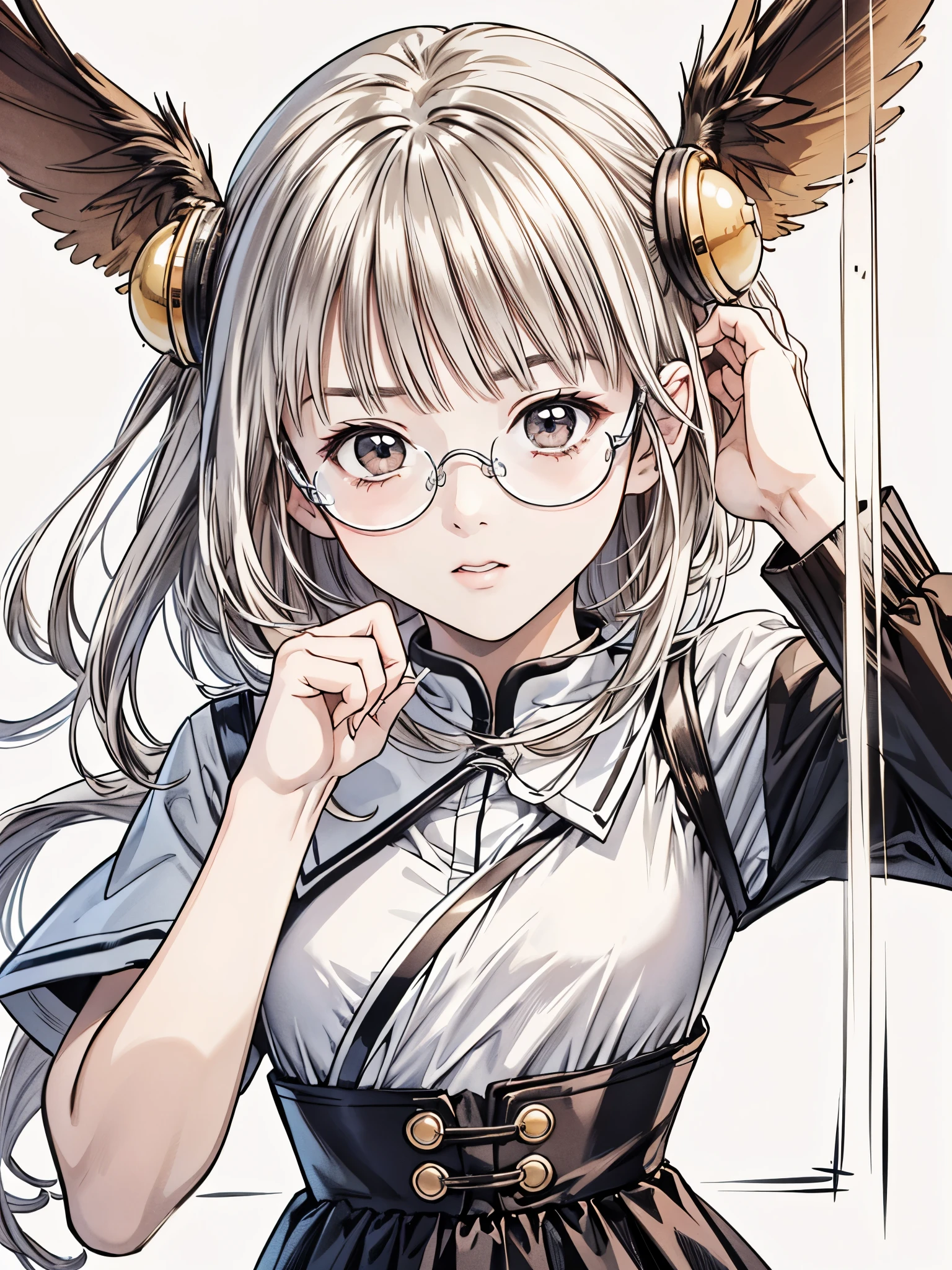 (8k、 top quality 、​masterpiece:1.2)、( realistic、 ultra-detailed、 super A high resolution、 1 girl、、 beautiful detailed face、narrow、( slim waist) :1.3)、Autumn Clothes、  、 skin texture、Floating Hair、  professional lighting  、服、Wearing glasses、 Human body、Brown Hair、(Timid、 quiet 、Junior high school students、 embarrassing)、((Wearing glassesる))、