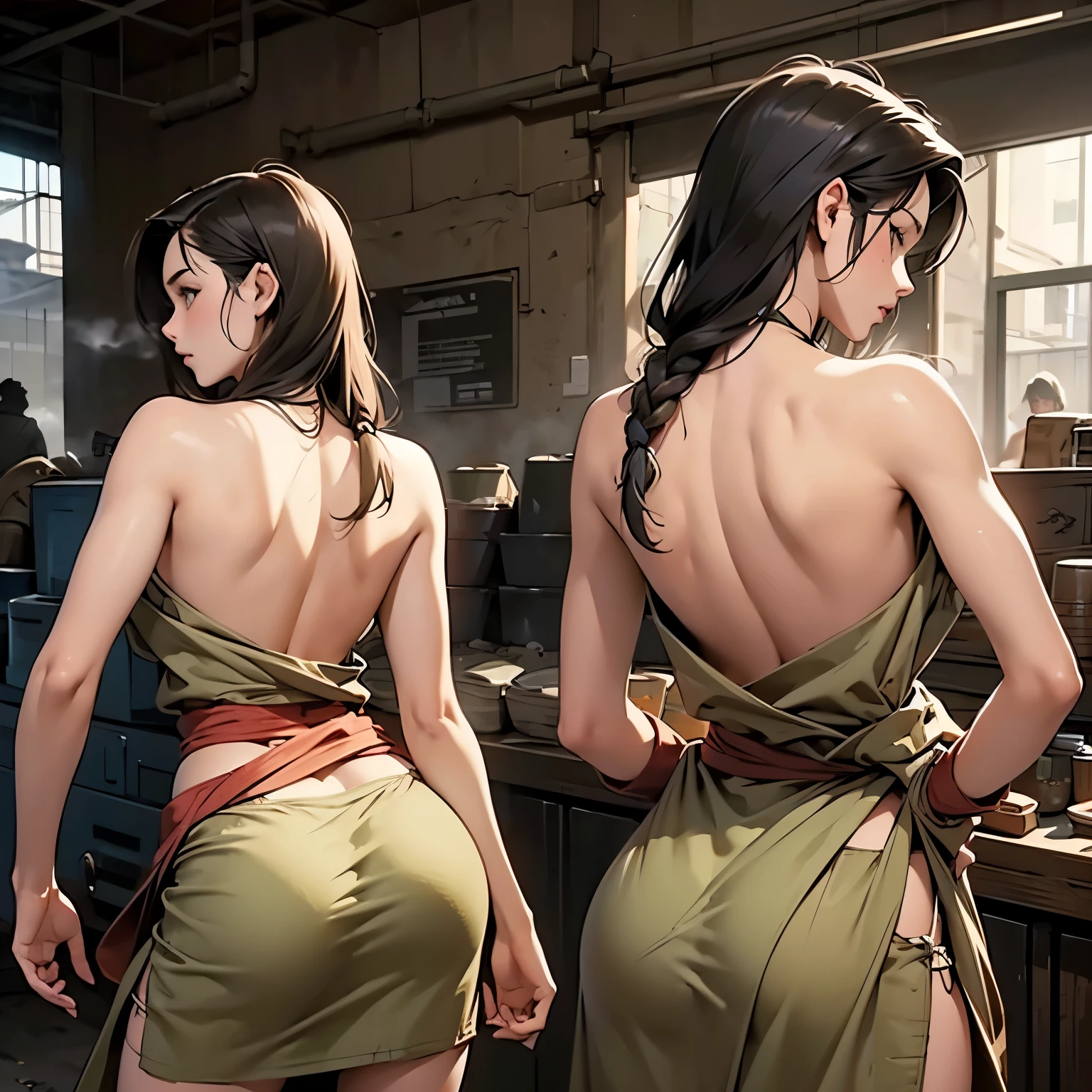 (best qualtiy),(solo person++),A woman in period costume,((Kneeling pose,Point at you with your ass))mature,(Female captive+),Flirtatious,cabelos preto e longos,hair-bun,huge tit,Fragrant shoulders,Bare legged,Jade foot,Barefoot,Barefoot,(binding),(execute+)(Women cut off their heads),(Decapitation ceremony),anvil,jewelry,Normal posture