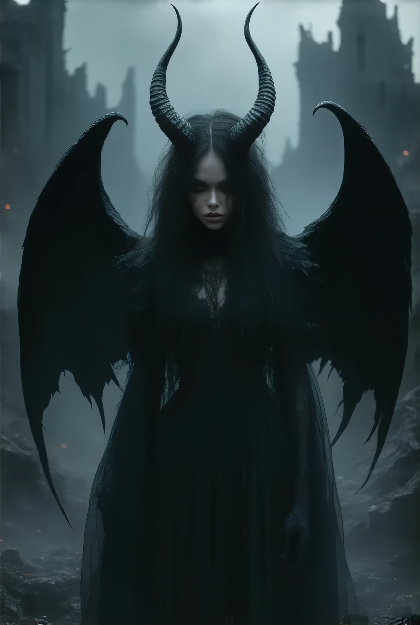 
black and white drawing of a woman with wings and a demon, concept art by Eugeniusz Zak, winner of the cgsociety competition, Gothic art, succubus, demoness, beautiful succubus, Lilith, demon woman, gothic fantasy art, fantasy dark art, succubus | medieval, dark fantasy art, in style of dark fantasy art, evil godess