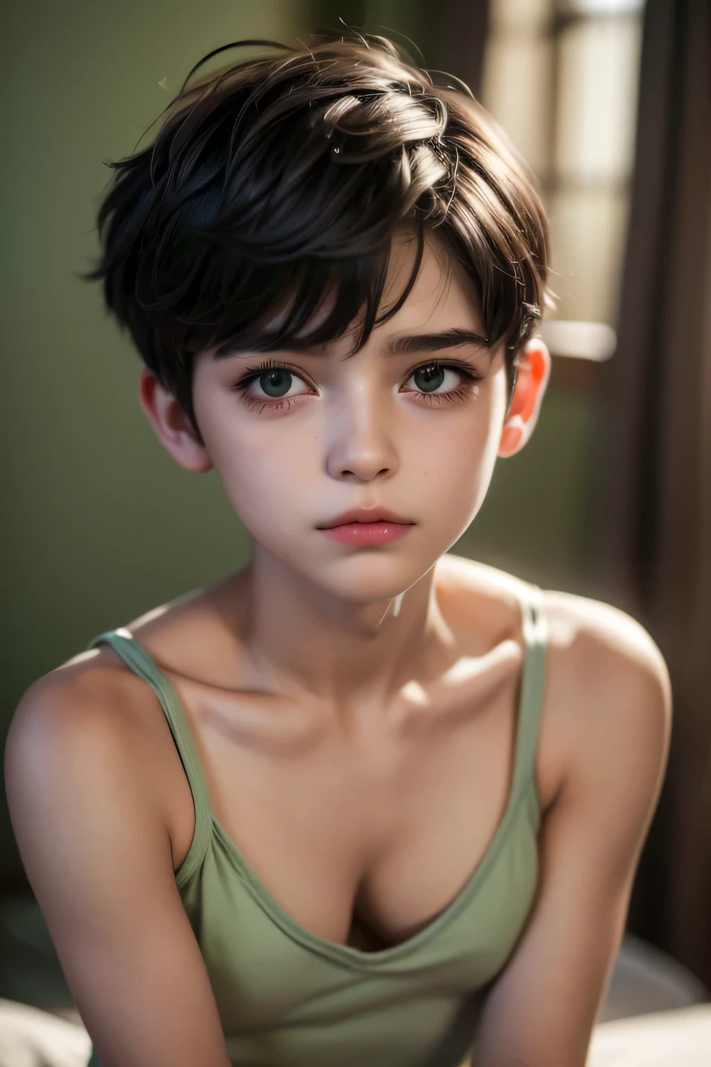 ((Femboy)), Shorthaircut Stylish, adorable, 1 femboy, (face to face), , ((*********)), (cry sad face expression), half body portrait, (face details: 1), (eye details: 1), ((Tiny breasts:1.3)), Cute posed. proportional body. Ultra High Res. realistic: 1.4, UHD, (white strapless)