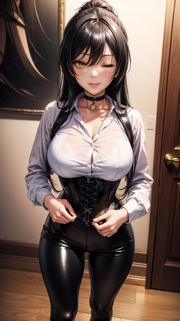 Single European woman, 30 years old, There is an adult woman lewd in Confessional, Nun Dress, Religious, glasses, Dark hair, red lips, Eye shadow, slutty makeup, Ponytails , beautiful chest, big breasts,Second Life Avatar, Beautiful screenshot, Second Life, Front view, attractive woman, high quality, highly detailed skin,