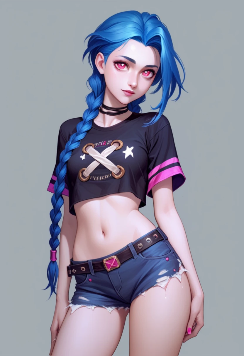 (masterpiece, best quality, 1girl, solo, intricate details, chromatic aberration),beautiful skin,realistic,((small breath)),long hair, blue hair, red head ornament, pink highlights, hair over one eye,purple eyes, sharp eyes, choker,black naked hoodie, (symmetry eyes),(perfect symmetrical body),against wall, brick wall, graffiti, dim lighting, alley ,look at viewer, <lora:NakedHoodieV1:1>