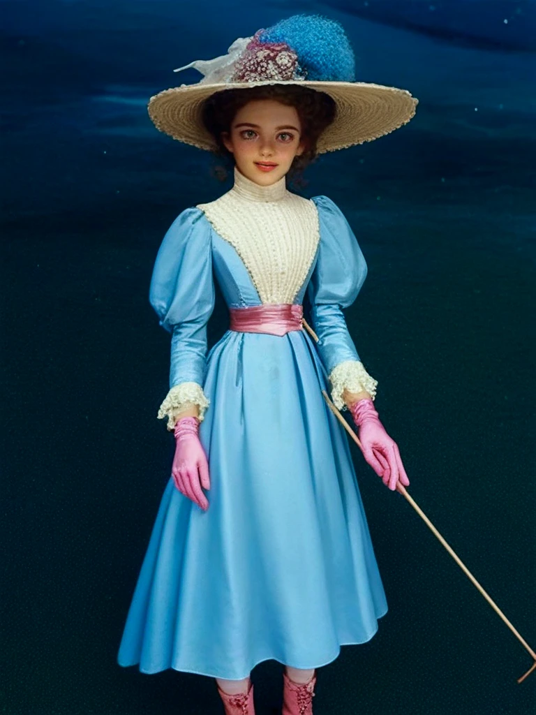 (masterpiece), (realistic), (((NSFW))). (ultra hd 8k), (realistic body proportions) Barbie as a pretty 10yo schoolgirl wearing her Victorian dress. Year 1895. 1890_dress. Petite girl. High-collar long sleeve white shirtwaist cuffed into a sash, cameo brooch, light blue cloak over her shoulders, elegant straw boater hat, pink gloves, knee-high light blue skirt hiked up, petticoats, silk stockings with garters, ankle boots. Long curly brunette hair. Short skirt. Light brown skin, cherubic face. Delicately holding a parasol. (((disgusting large old man penetrating girl's anus. Girl raped by a large disgusting 70yo gentleman outdoors))). Full body