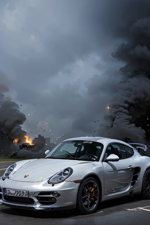 Porsche Cayman, battlecar, smokescreen