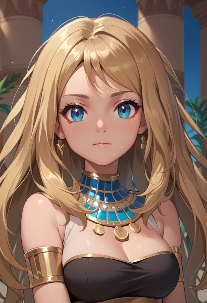 ((Highest quality)), ((masterpiece)), (detailed), Beautiful Cleopatra feels very embarrassed in the palace,Gold ornaments,sexy