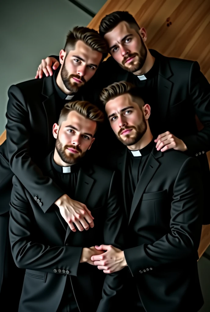 masterpiece, in a church, sunny day, spoken hearts, speed lines, erotic display, people watching,  cooperative fellatio anilingus,  two boys, 1men,  nude male,  threesome, group sex, sucking cock, (licking asshole, face pressed against mans ass), man's hands on each boys head
